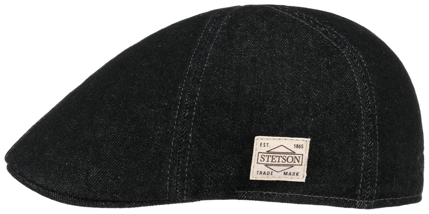 Stetson Texas Denim - Flatcap aus Baumwolle - Duck Cap - Schwarz