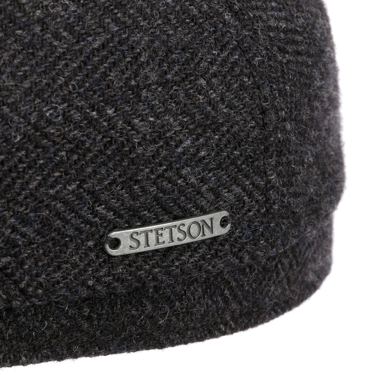 Stetson Belfast Woolrich Driver Cap - Fischgrat - Cap aus 100% Wolle - 311 - Dunkelgrau