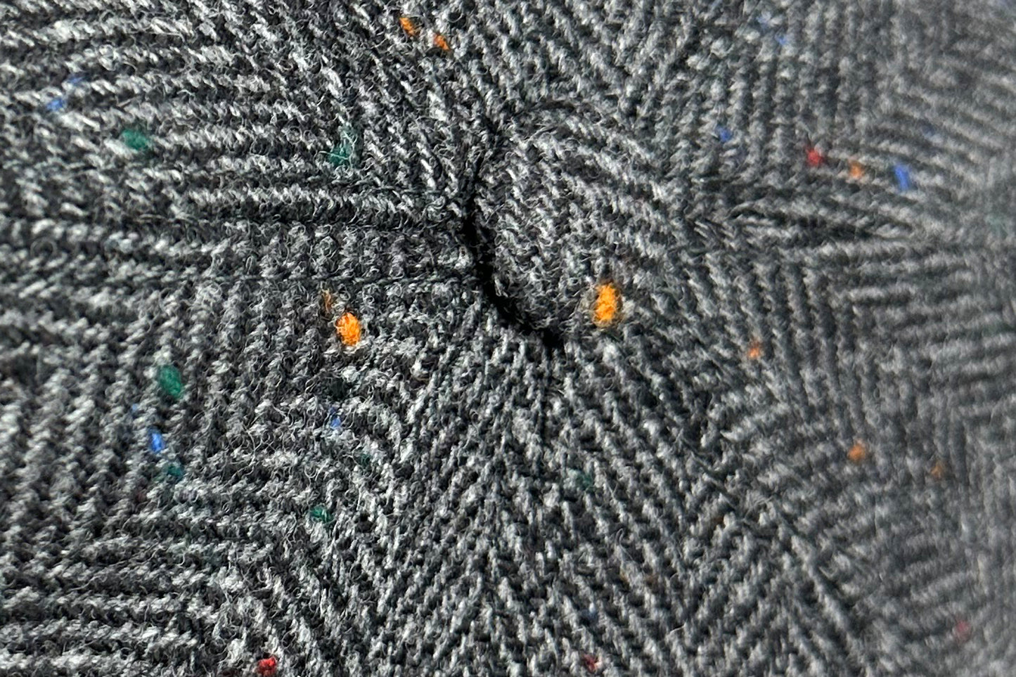 Fiebig 8-Panel Wool Herringbone Ballonmütze - Fischgrat-Muster - Anthrazit