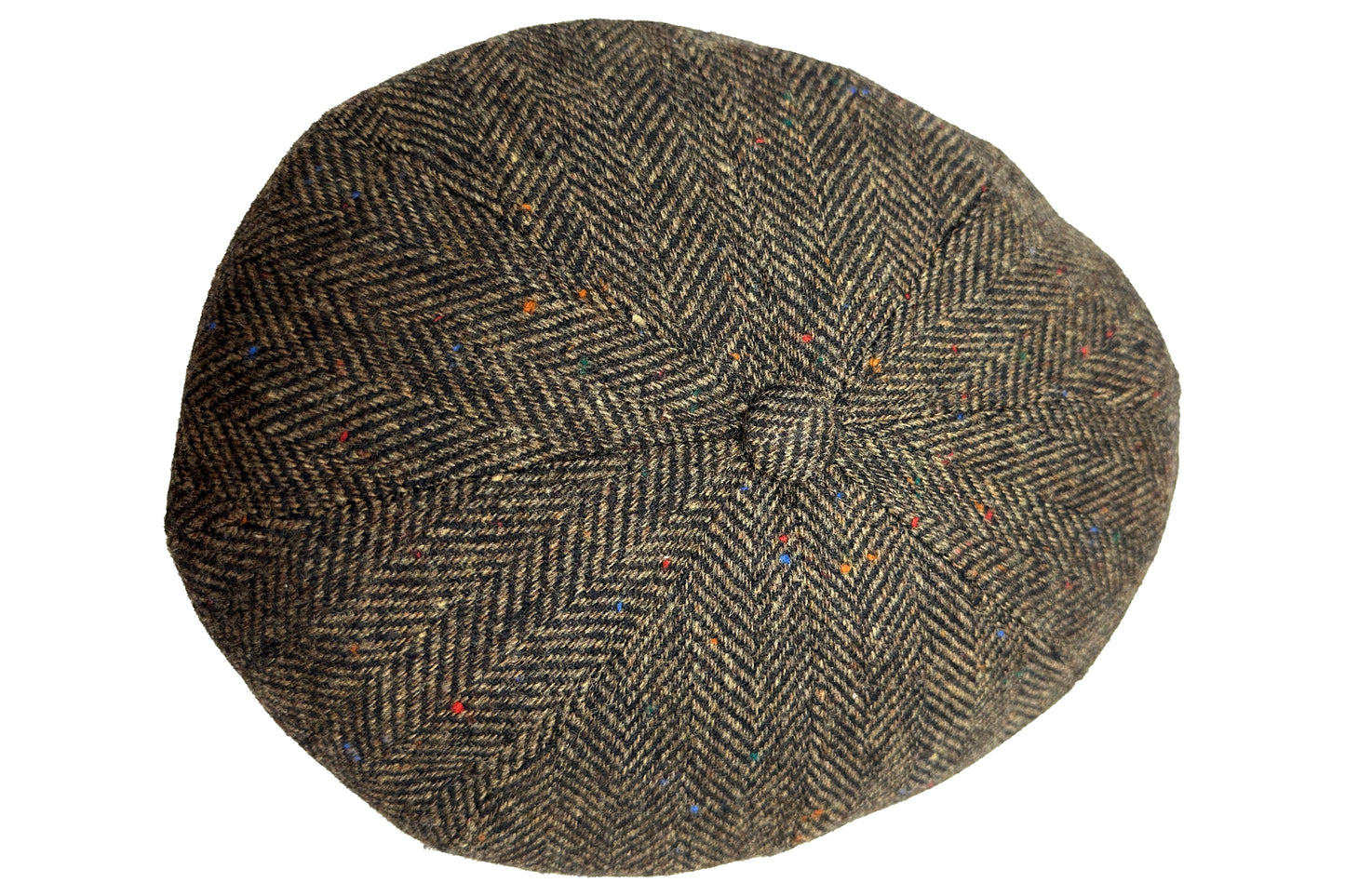 Fiebig 8-Panel Wool Herringbone Ballonmütze - Fischgrat-Muster - Braun