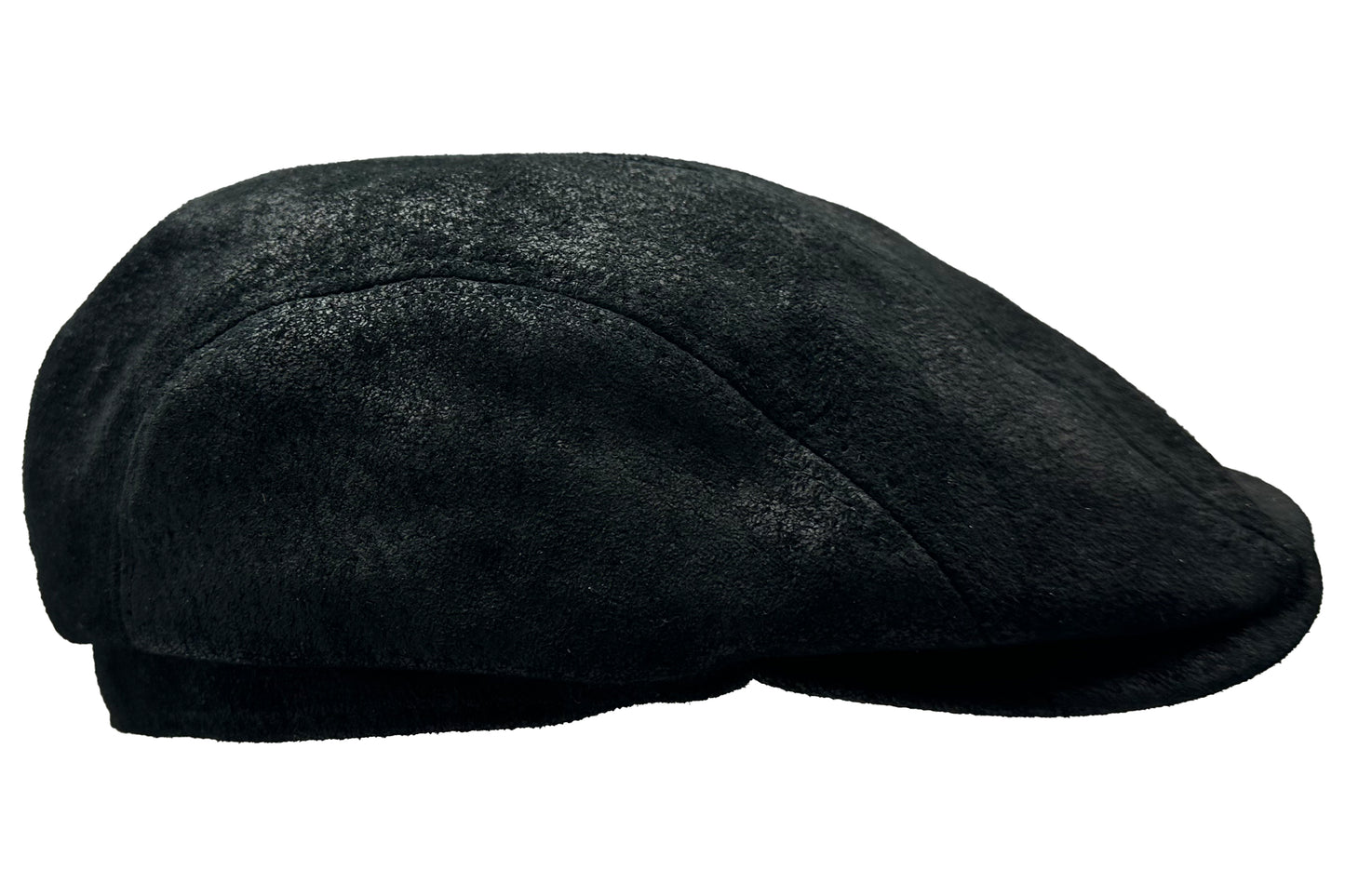 Fiebig Leder Flatcap - Schiebermütze - Pigskin - Schwarz