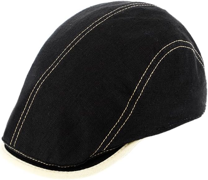 Fiebig Flatcap Brighton Leinen - Schwarz