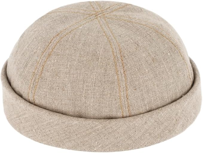 Fiebig Docker Leinen Beanie - mit Umschlag - Beige