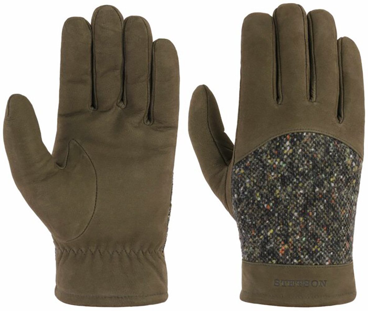Stetson Leder-Handschuhe mit Donegal - Oliv