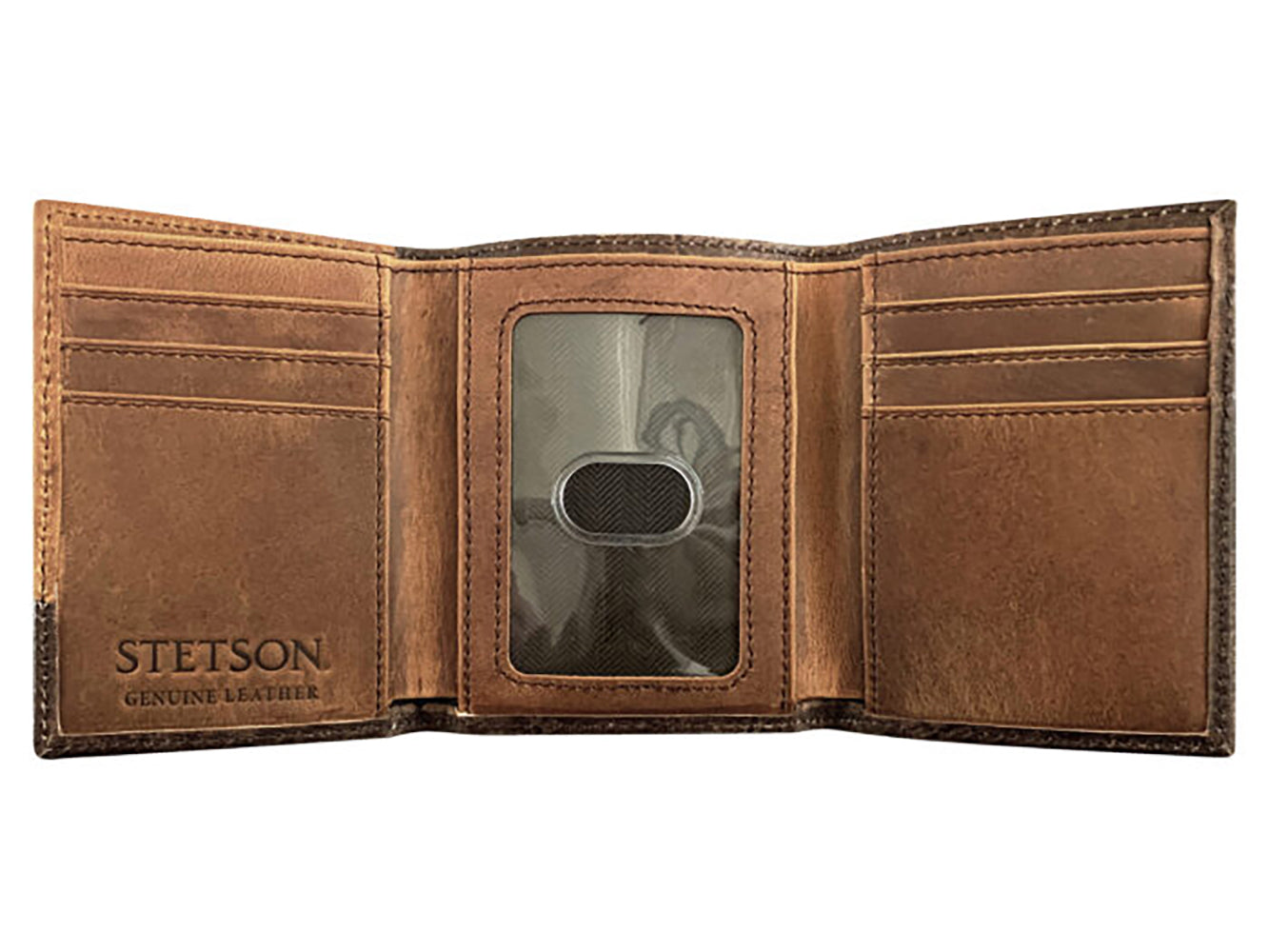 Stetson Hair-on-Hide Concho leather Tri Fold Wallet - Braun
