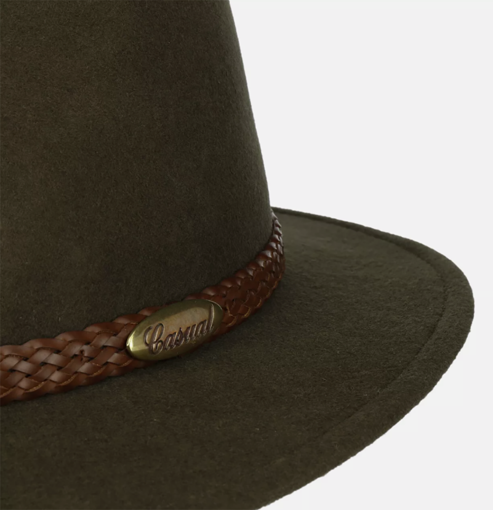 Fiebig Casual Traveller Wollfilzhut - Knautschbar - Wasserabweisend - Made in Italy - Oliv