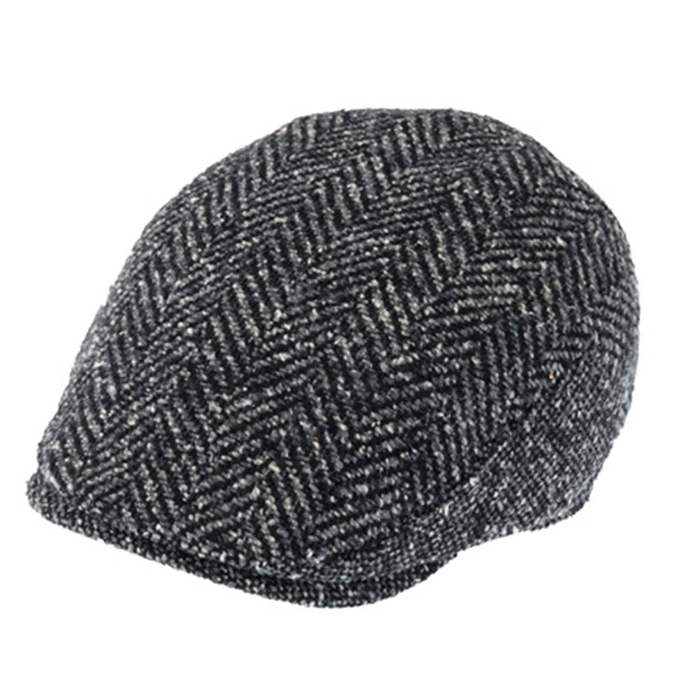 Fiebig Wool Herringbone Flatcap - Fischgrat-Muster - Anthrazit