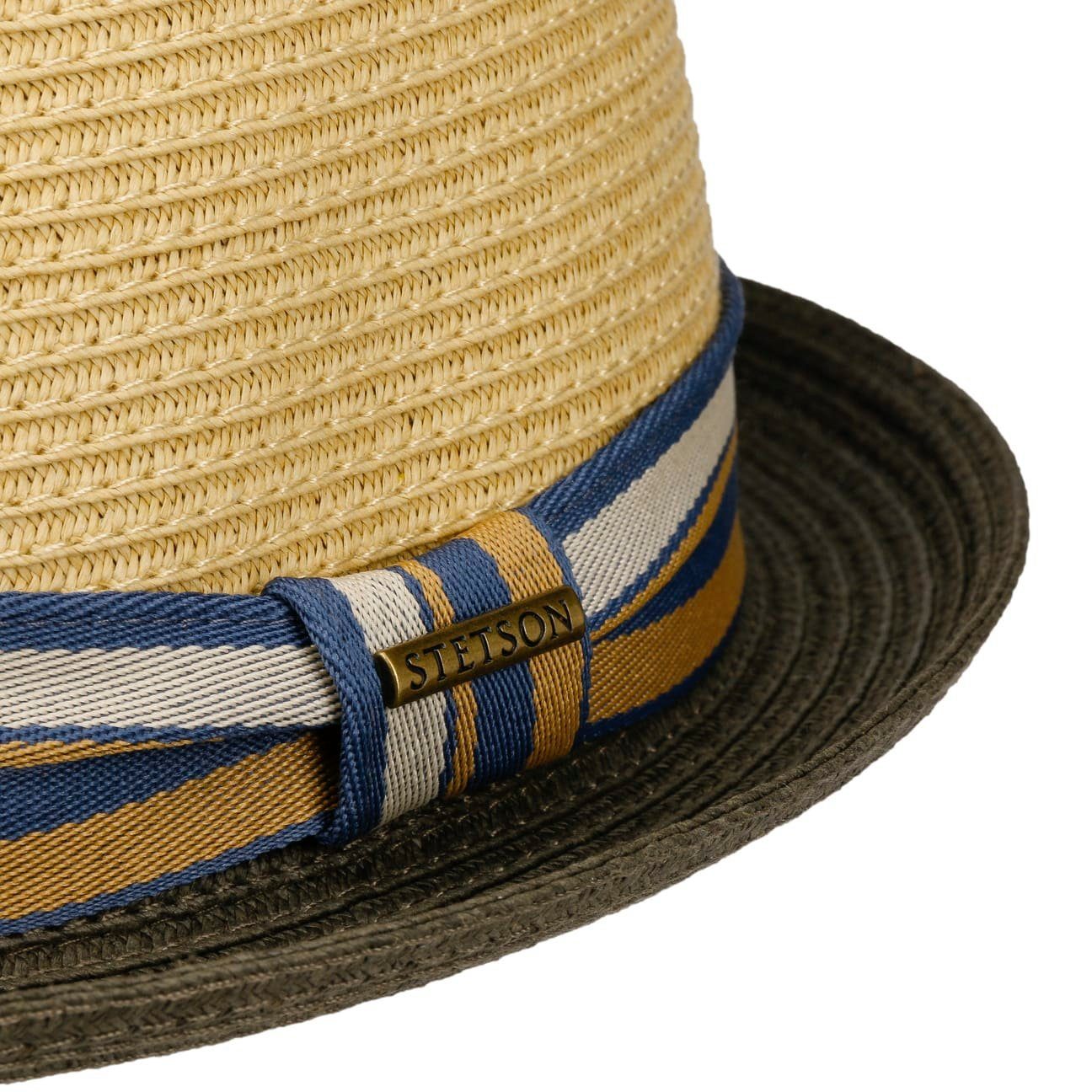 Stetson Licano Pork Pie - Toyo Strohut - Aus 100% Viskose - Mit UV-Schutz 40 - Natur/Grün