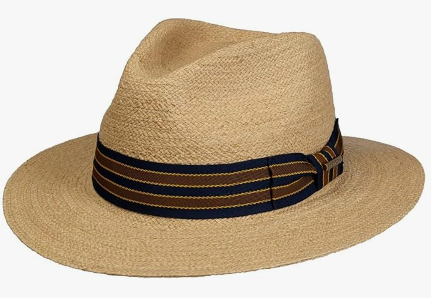 Stetson Yescott Raffia Traveller - Strohut - Naturfarben - Gestreiftes Garniturband - UV-Schutz 40