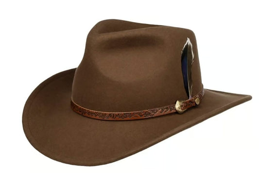 Stetson Norbeck Western Woolfelt Traveller - Wollfilzhut - Knautschbar / Wasserfest - Braun
