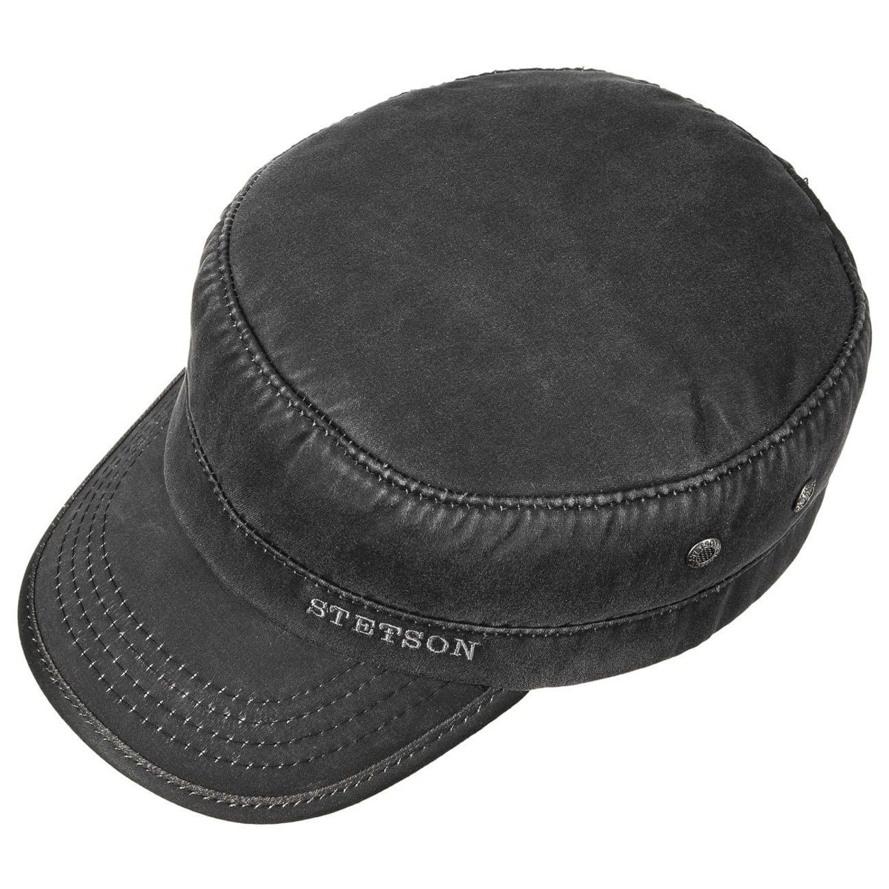 Stetson Army Cap Datto Vintage Winter - aus Baumwolle/Polyester (Distressed Material) - 1 - Schwarz