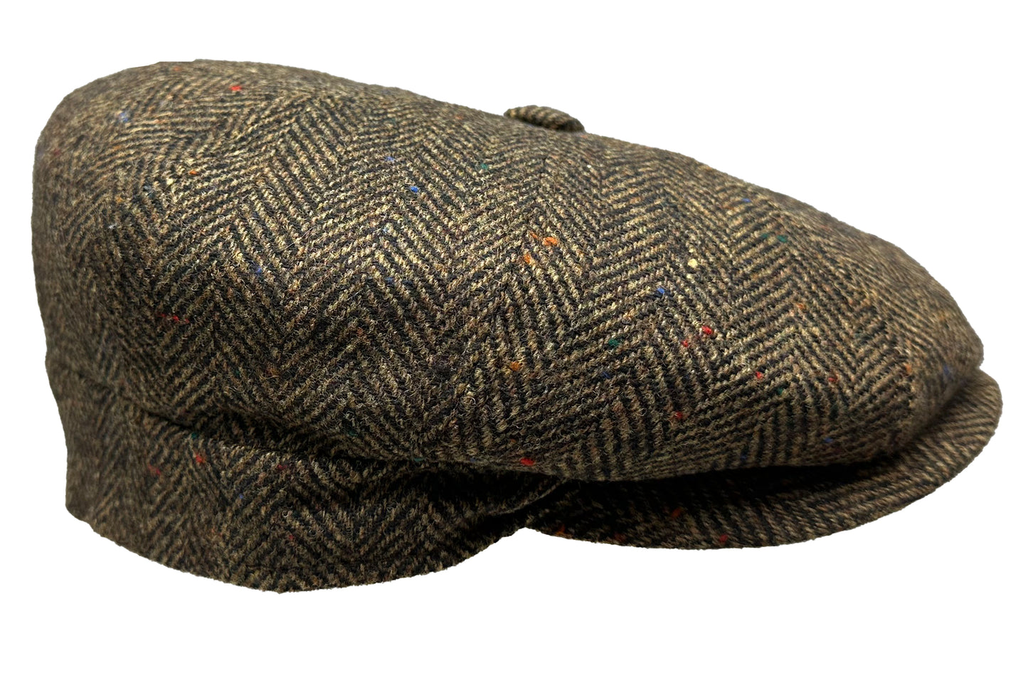 Fiebig 8-Panel Wool Herringbone Ballonmütze - Fischgrat-Muster - Braun