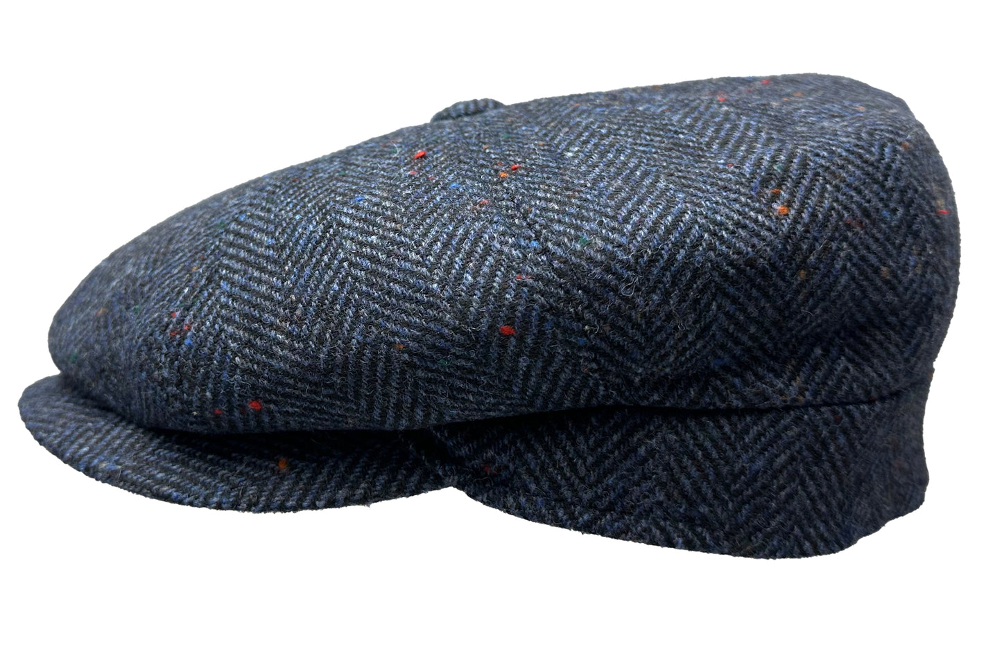 Fiebig 8-Panel Wool Herringbone Ballonmütze - Fischgrat-Muster - Marineblau