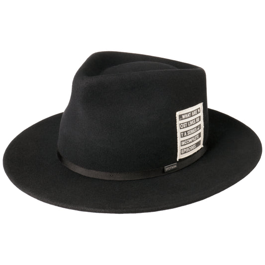 Stetson Wool Cashmere Fedora - mit Kaschmir - Knautschbar / Wasserfest - Schwarz