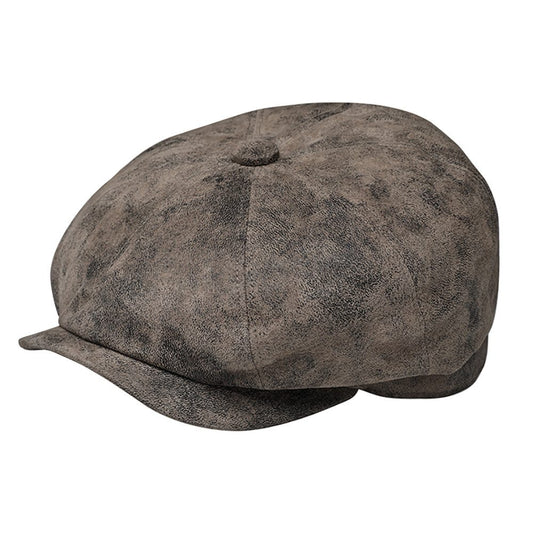 Fiebig 8-Panel Leder Ballonmütze - Pigskin - Taupe