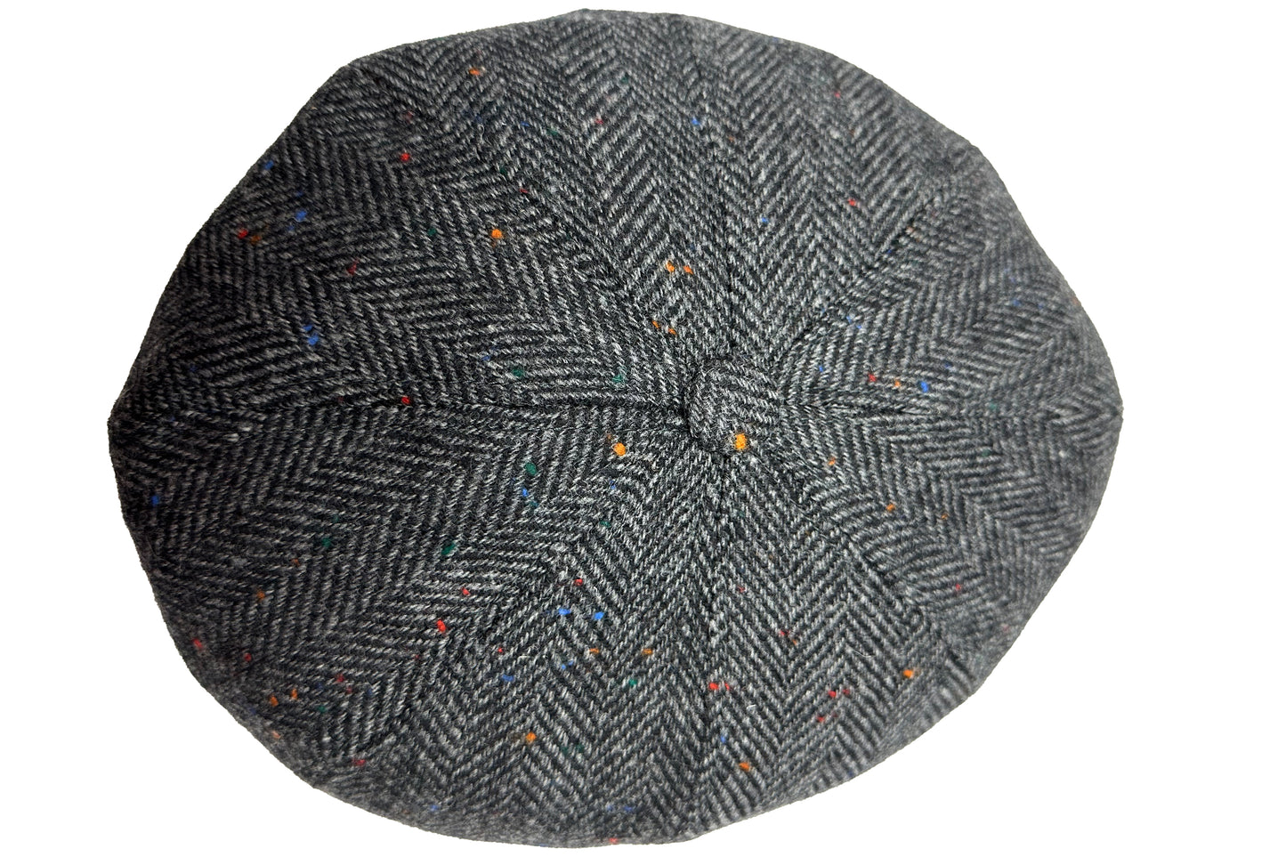 Fiebig 8-Panel Wool Herringbone Ballonmütze - Fischgrat-Muster - Anthrazit