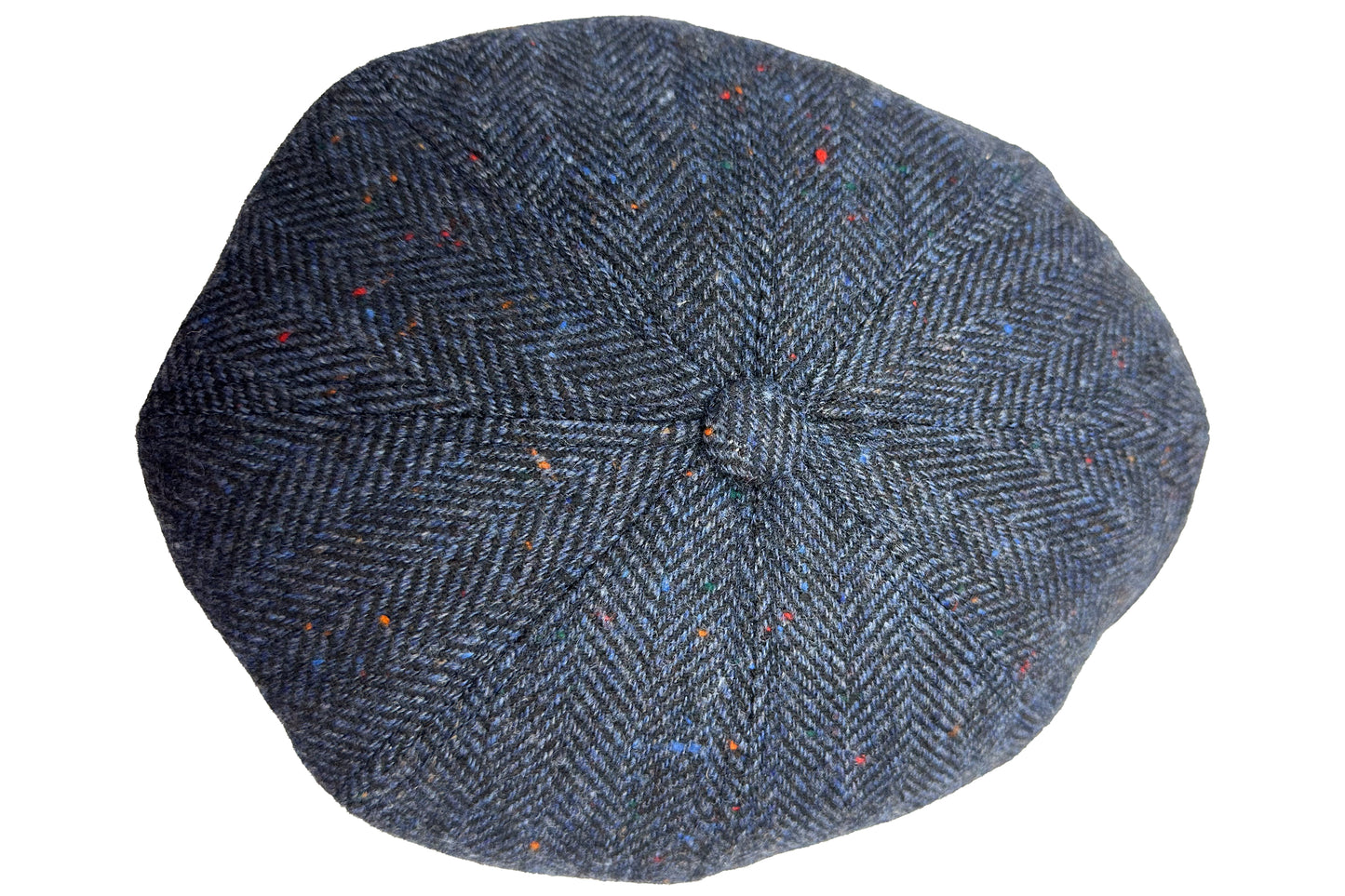 Fiebig 8-Panel Wool Herringbone Ballonmütze - Fischgrat-Muster - Marineblau