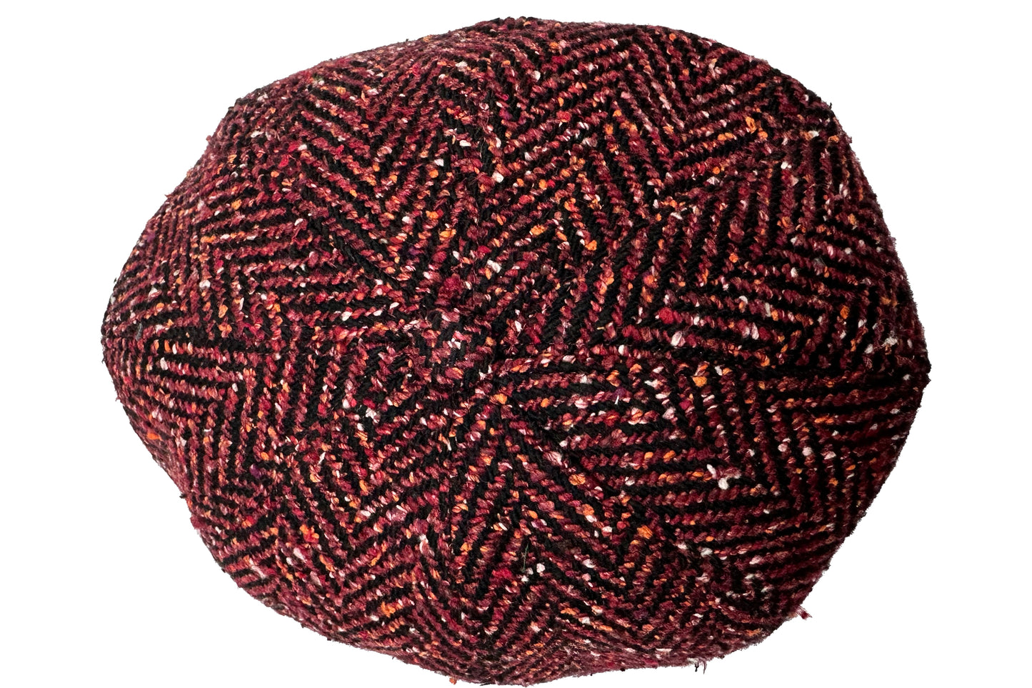 Fiebig 8-Panel Wool Herringbone Ballonmütze - Fischgrat-Muster - Bordeaux