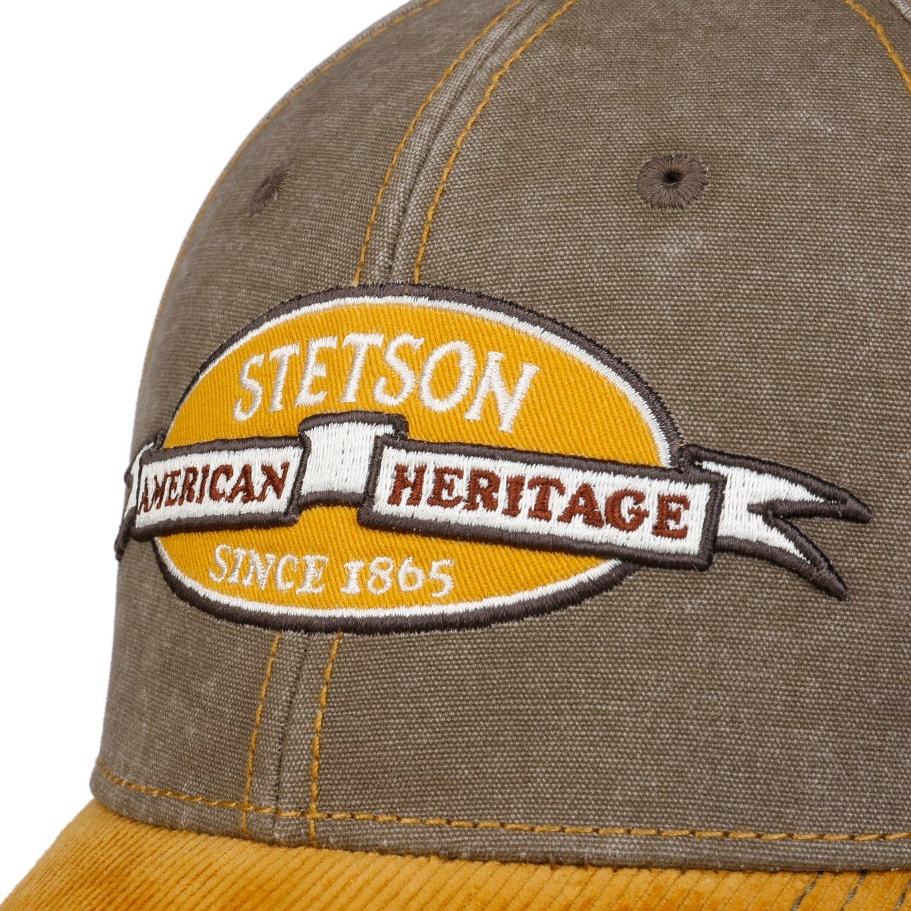 Stetson Vintage Distressed Heritage Basecap - 59 - Oliv / Gelb