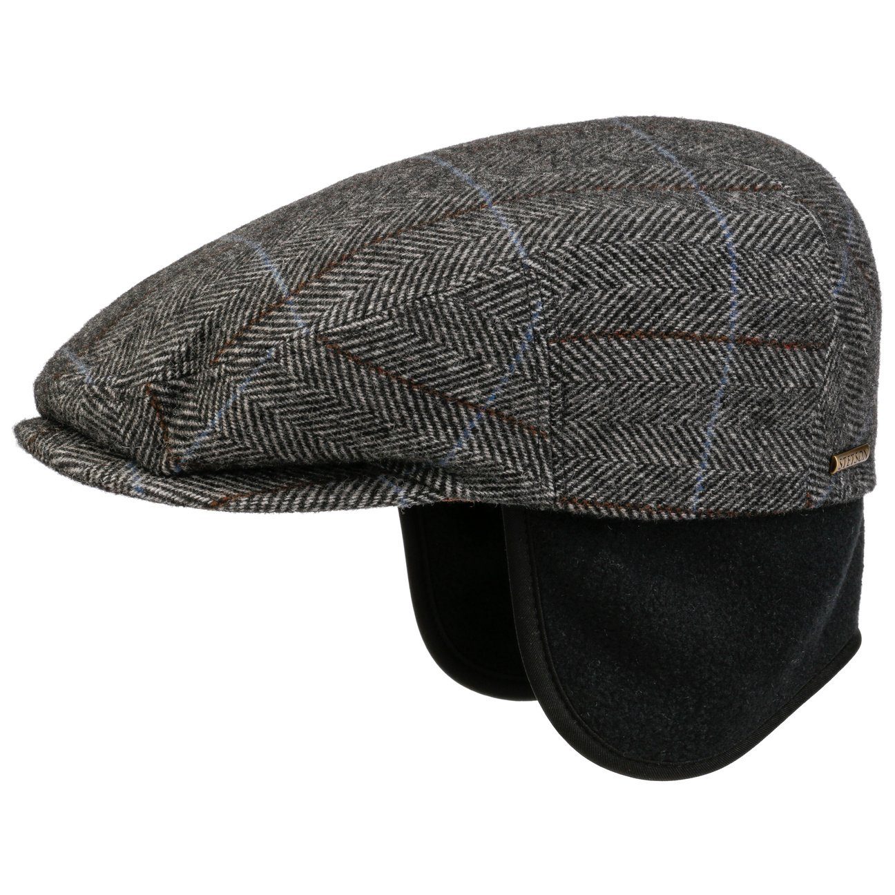 Stetson Kent Color Lined Driver Cap - mit Ohrenklappen - Cap aus  Wolle - Grau / Schwarz