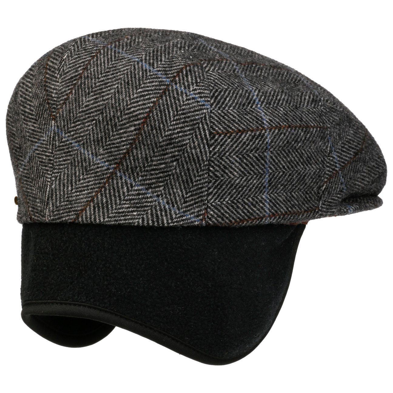 Stetson Kent Color Lined Driver Cap - mit Ohrenklappen - Cap aus  Wolle - Grau / Schwarz