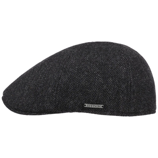 Stetson Texas Woolrich Duck Cap - Fischgrat - Cap aus 100% Wolle - 311 - Dunkelgrau