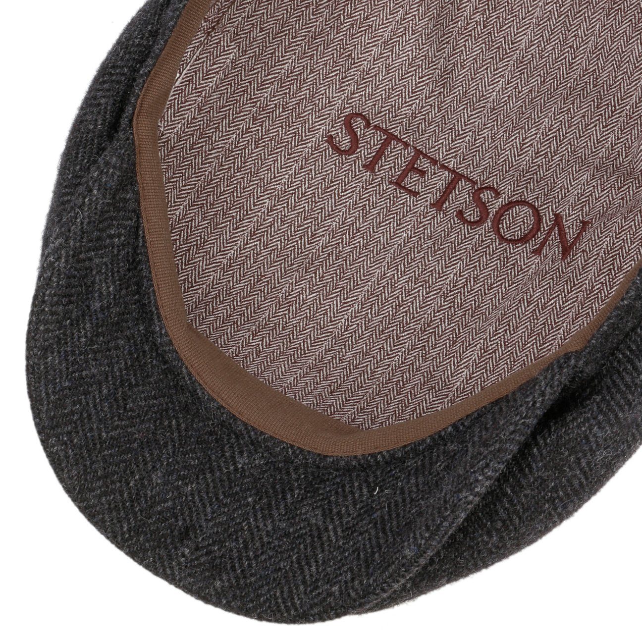 Stetson Belfast Woolrich Driver Cap - Fischgrat - Cap aus 100% Wolle - 311 - Dunkelgrau