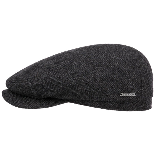 Stetson Belfast Woolrich Driver Cap - Fischgrat - Cap aus 100% Wolle - 311 - Dunkelgrau