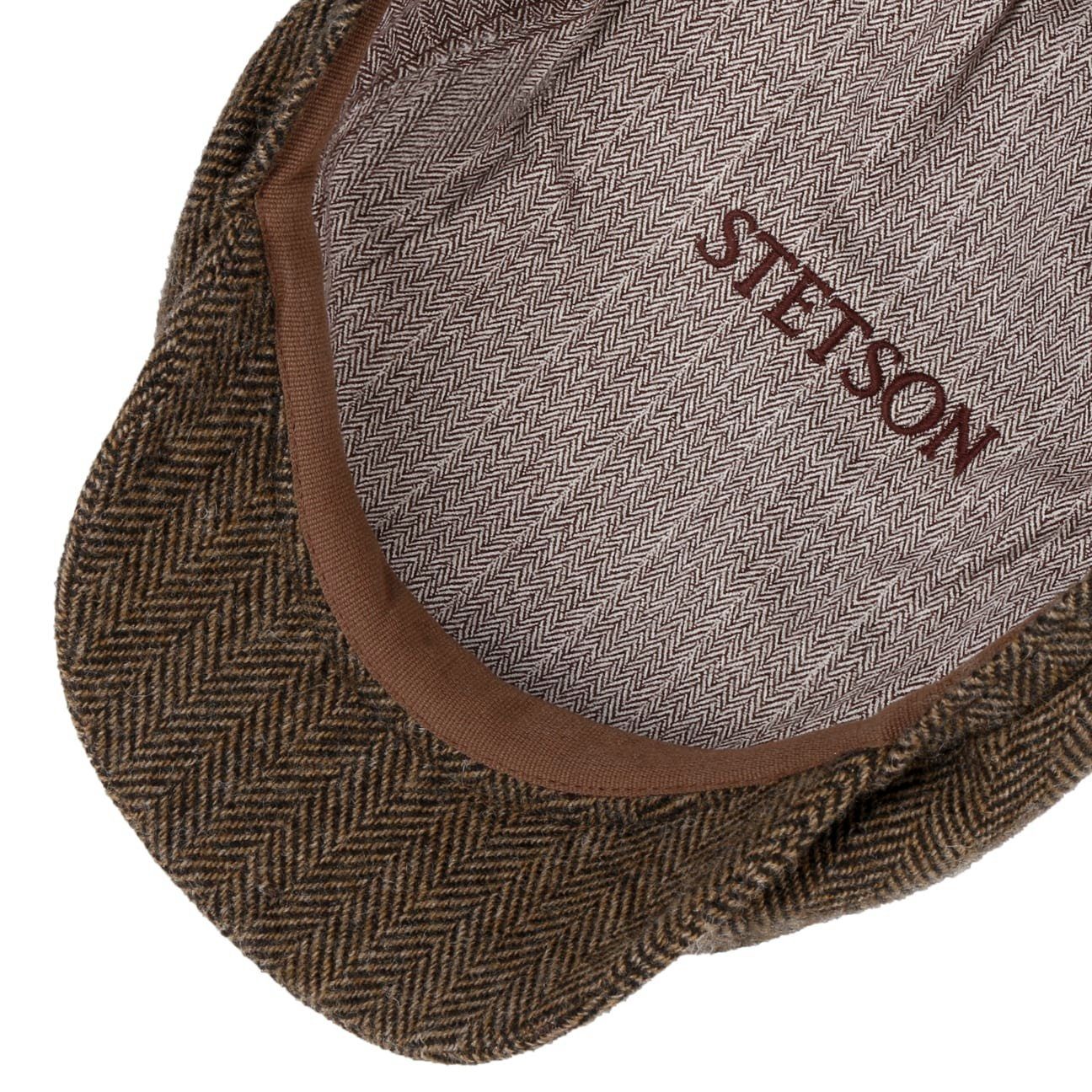 Stetson Belfast Woolrich Driver Cap - Fischgrat - Cap aus 100% Wolle - 367 - Braun-Schwarz
