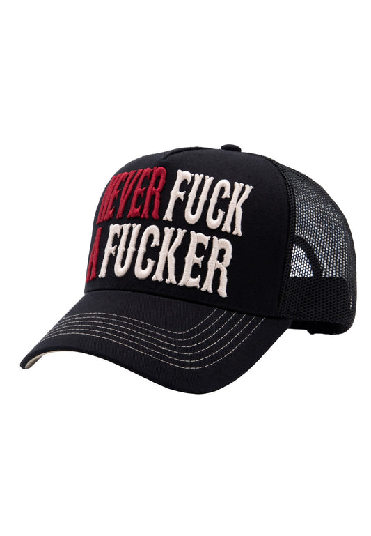 King Kerosin Trucker Cap "Never fuck a Fucker" - Schwarz