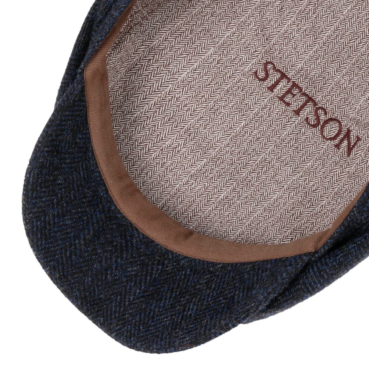 Stetson Belfast Woolrich Driver Cap - Fischgrat - Cap aus 100% Wolle - 321 - Dunkelblau