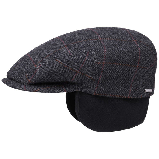 Stetson Kent Color Lined Driver Cap - mit Ohrenklappen - Cap aus  Wolle - Anthrazit
