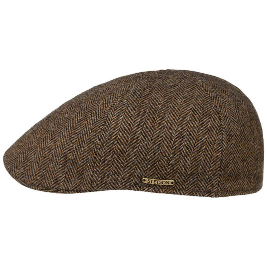 Stetson Texas Woolrich Duck Cap - Fischgrat - Cap aus 100% Wolle - 367 - Dunkelbraun