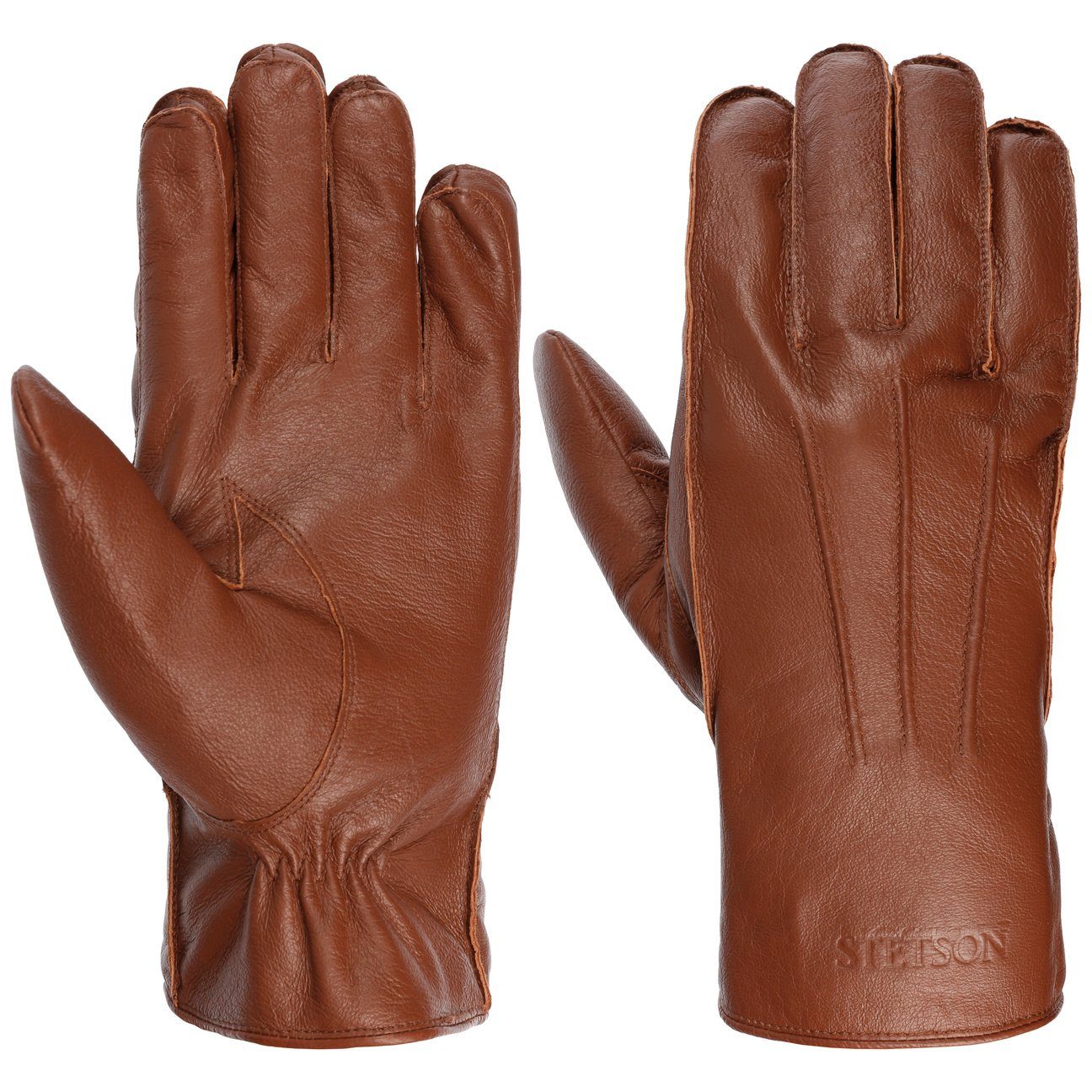 Stetson Leder-Handschuhe mit Futter - Schweinsleder - Braun