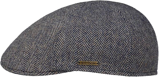 Stetson Texas Woolrich Duck Cap - Fischgrat - Cap aus 100% Wolle - 372 - Blau-Beige