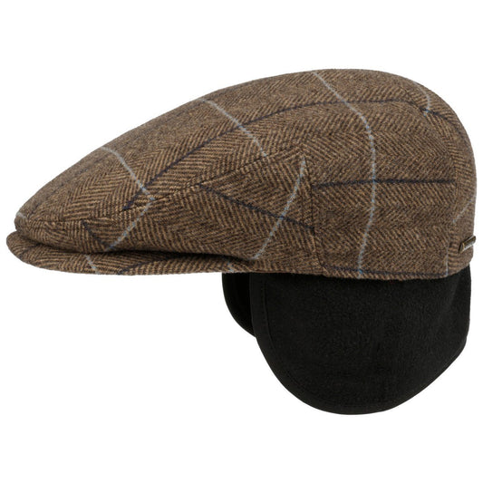 Stetson Kent Color Lined Driver Cap - mit Ohrenklappen - Cap aus  Wolle - Beige-Braun