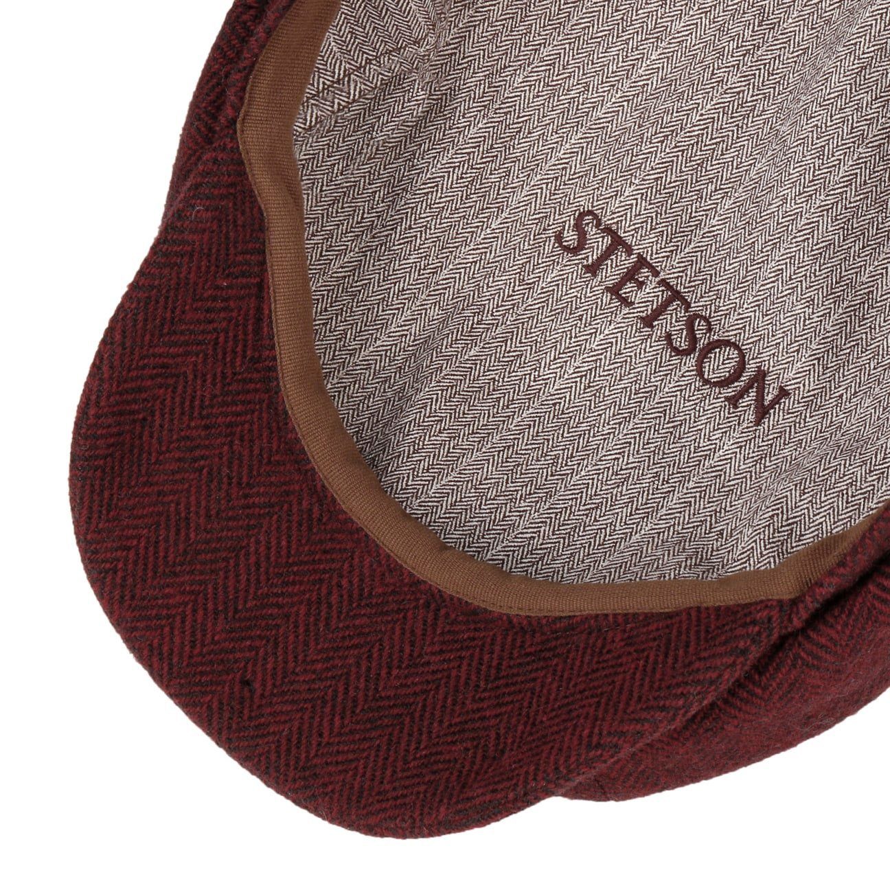 Stetson Hatteras Woolrich - Fischgrat - Schirmmütze aus 100% Wolle - 381 - Rot