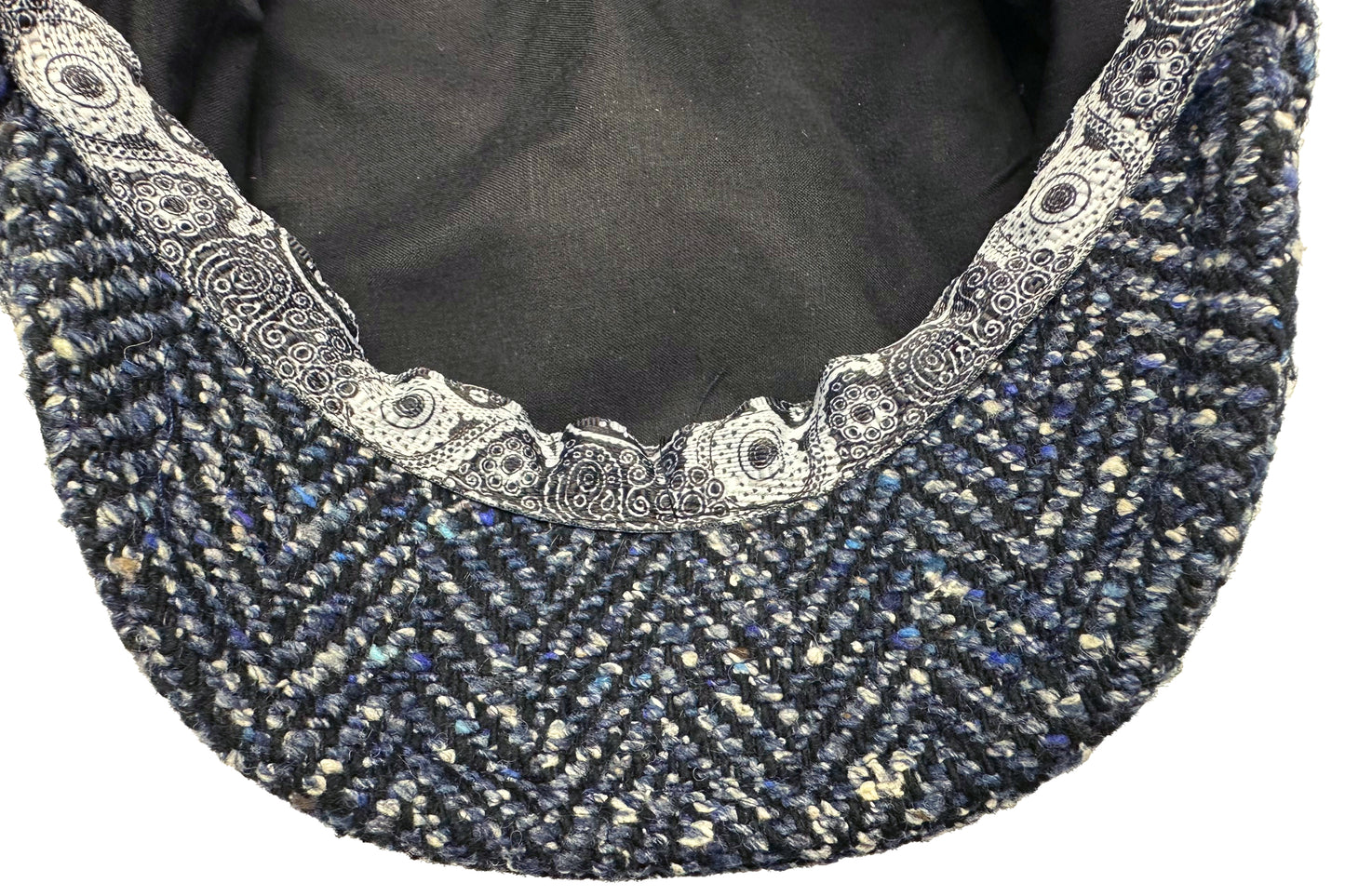 Fiebig 8-Panel Wool Herringbone Ballonmütze - Fischgrat-Muster - Marineblau