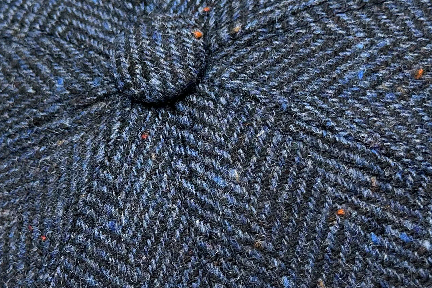 Fiebig 8-Panel Wool Herringbone Ballonmütze - Fischgrat-Muster - Marineblau
