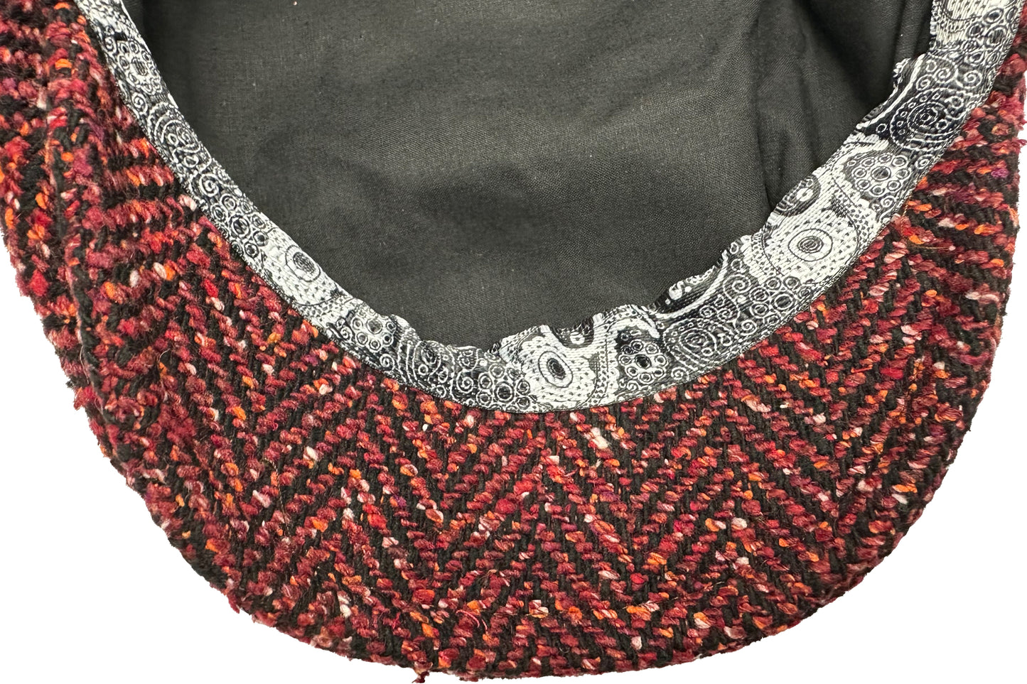 Fiebig 8-Panel Wool Herringbone Ballonmütze - Fischgrat-Muster - Bordeaux