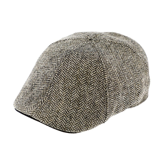 Fiebig 6-Panel Flatcap -  Gatsby - Fischgrat-Muster - Hellgrau