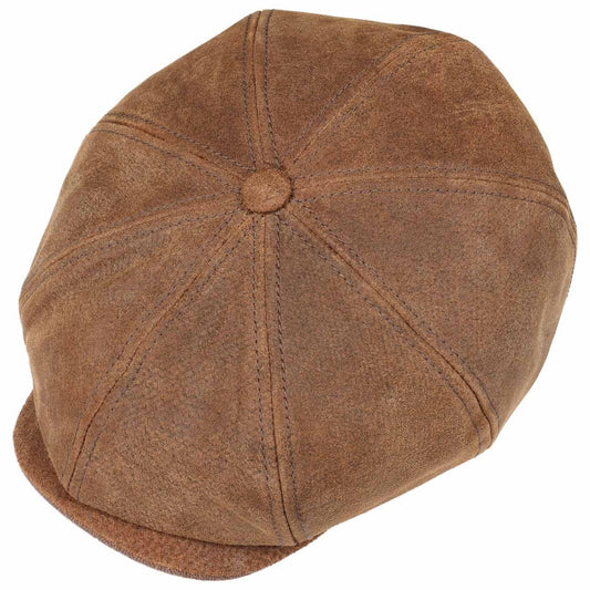 Stetson Hatteras Burney Leder - Schirmmütze aus Leder - 6-teilig - Pigskin - Hellbraun