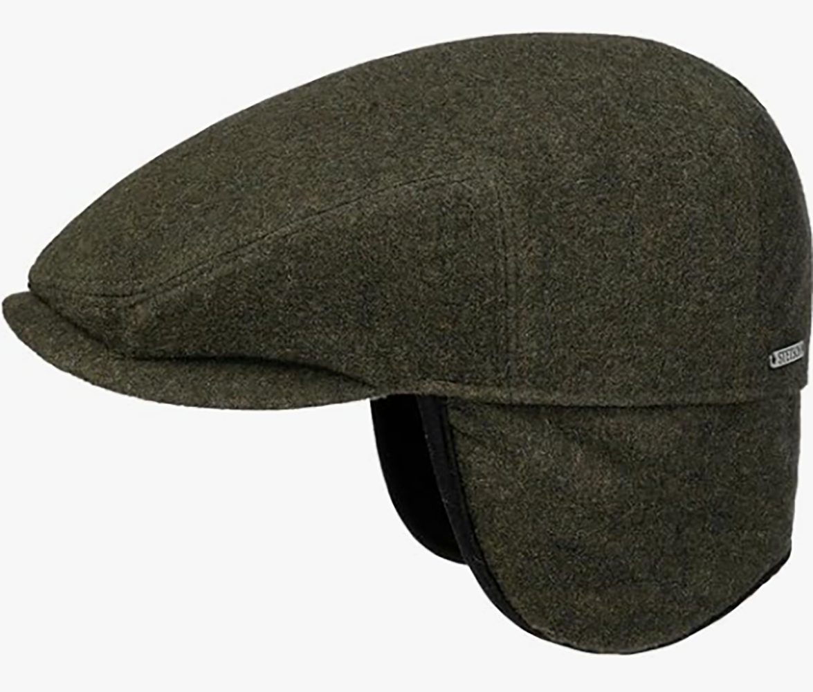 Stetson Kent Wool Driver Cap - mit Ohrenklappen - Cap aus  Wolle / Kaschmir - 41 - Oliv