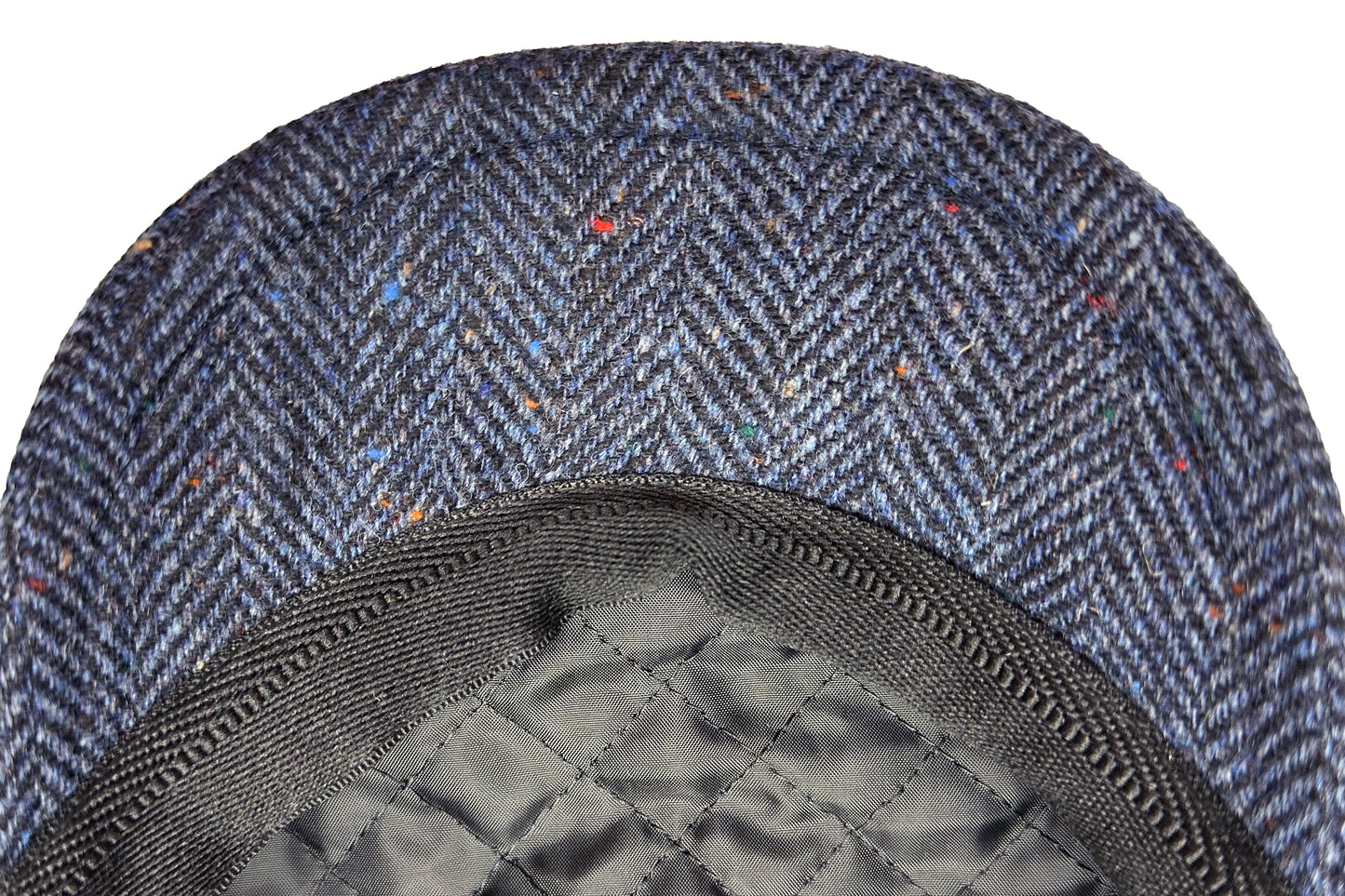 Fiebig 8-Panel Wool Herringbone Ballonmütze - Fischgrat-Muster - Marineblau