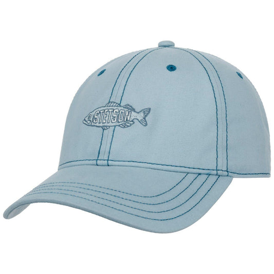 Stetson Cotton Baseball Cap "FISHING" - Hellblau