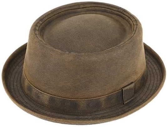 Fiebig Washed Cotton Pork Pie - Braun