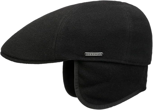 Stetson Texas Wool Cashmere - Duck Cap mit Kaschmir Ohrenklappen - Schwarz