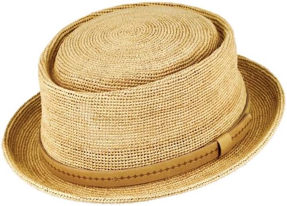 Fiebig Crochet Strohhut Pork Pie - Made in Italy - Natur