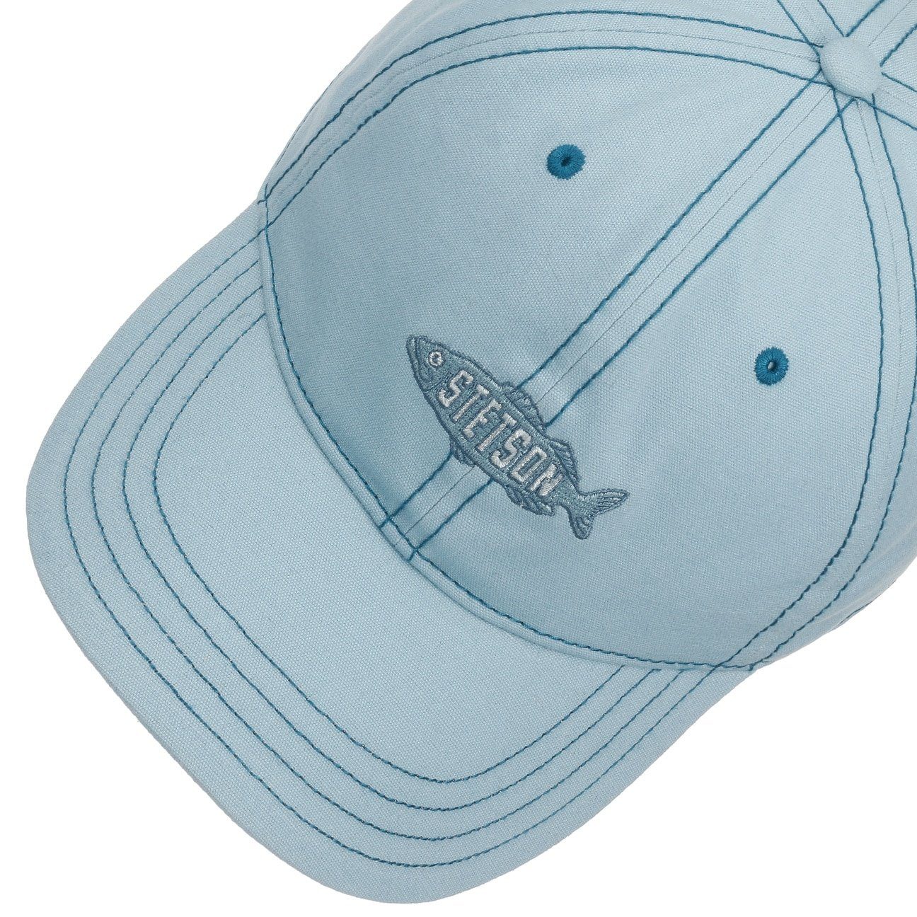 Stetson Cotton Baseball Cap "FISHING" - Hellblau