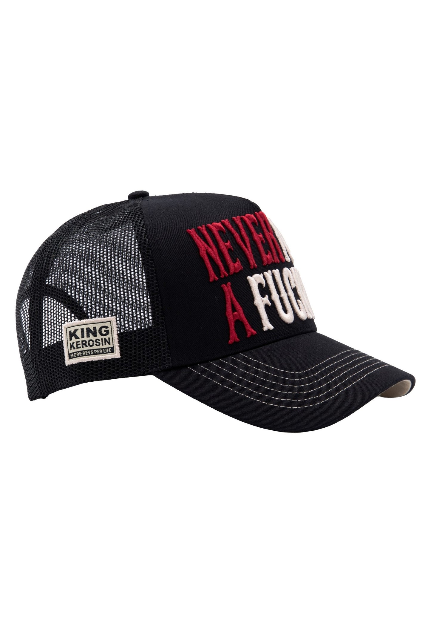 King Kerosin Trucker Cap "Never fuck a Fucker" - Schwarz